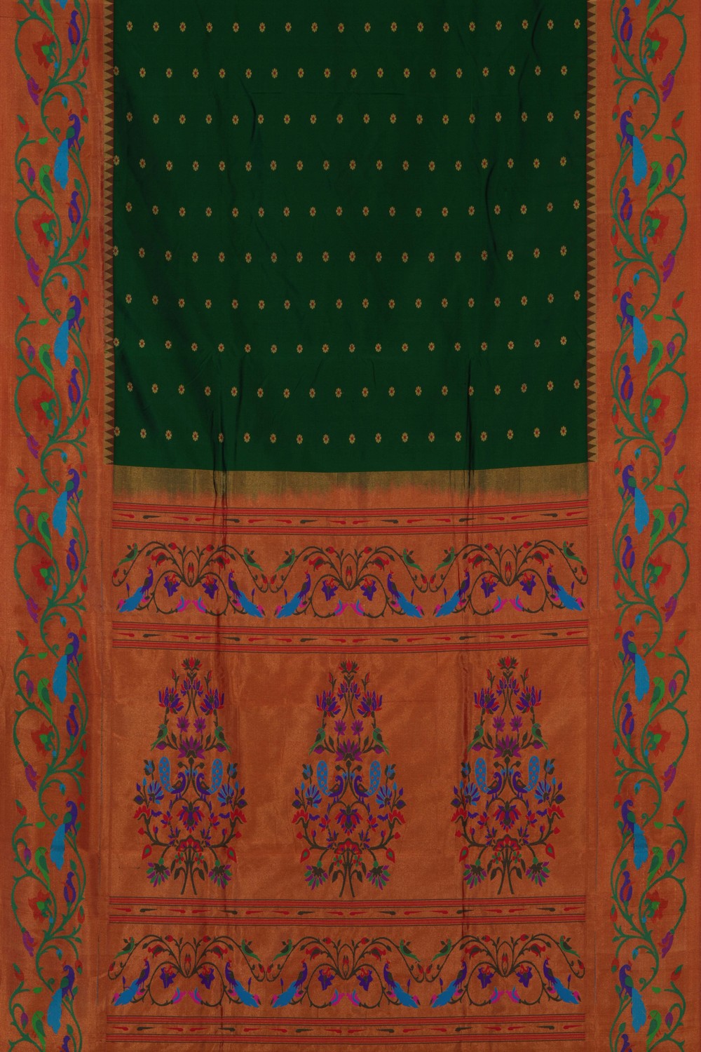 Image of Narayanpet Pure Silk Green Saree