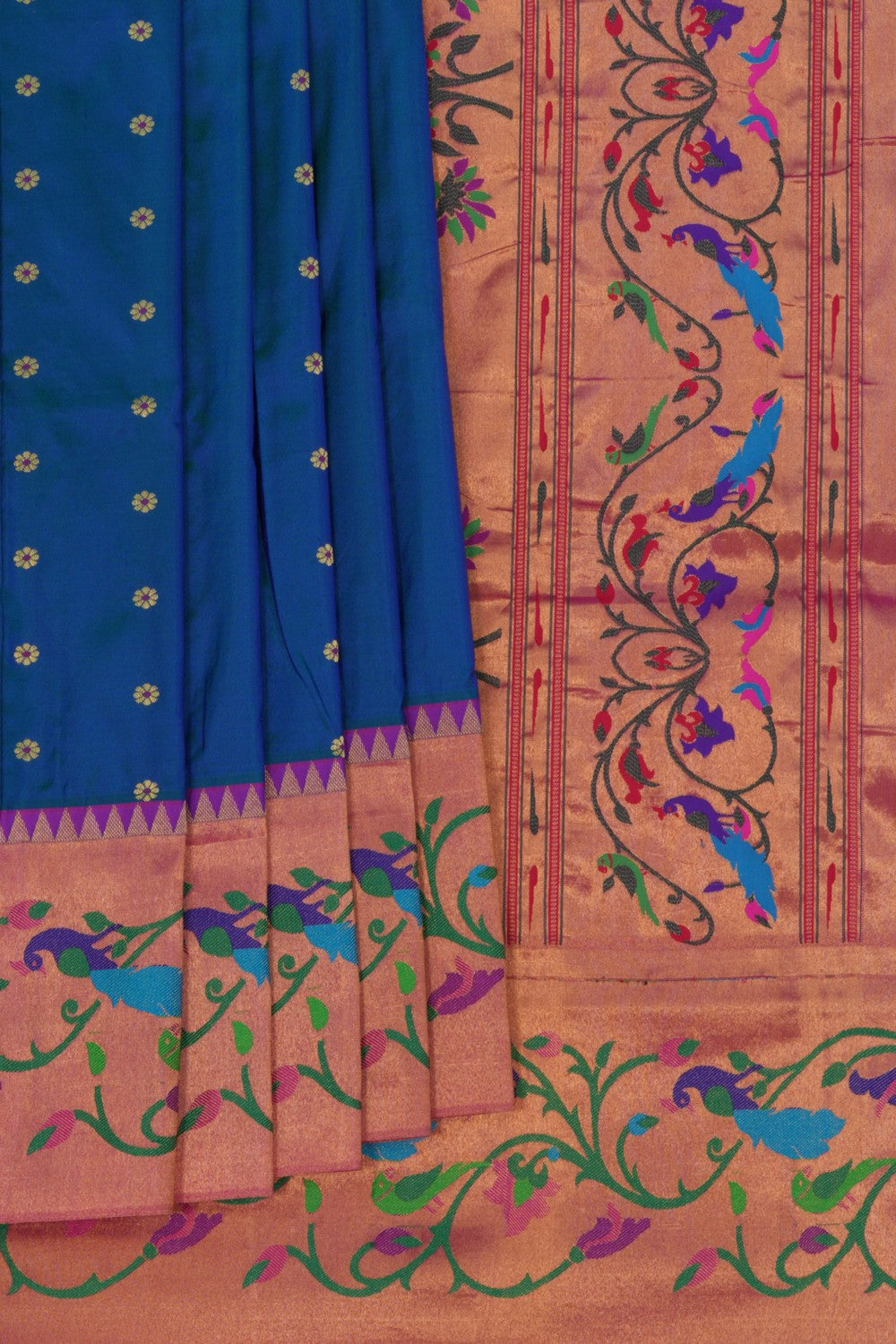 Image of Narayanpet Pure Silk Blue Saree