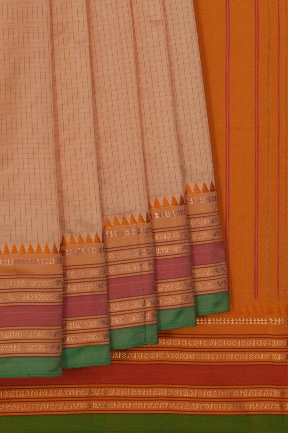 Image of Narayanpet Pure Silk Beige Saree