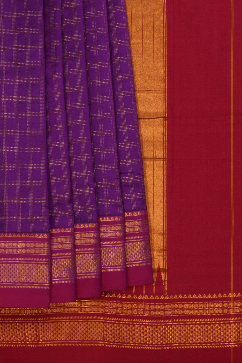 Image of Narayanpet Pure Silk Purple Saree