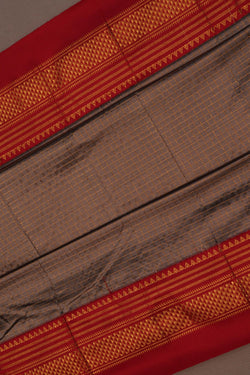 Image of Narayanpet Pure Silk Grey Saree
