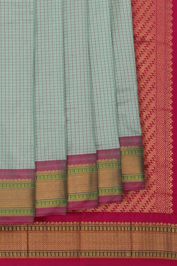 Image of Narayanpet Pure Silk Ice Blue Saree