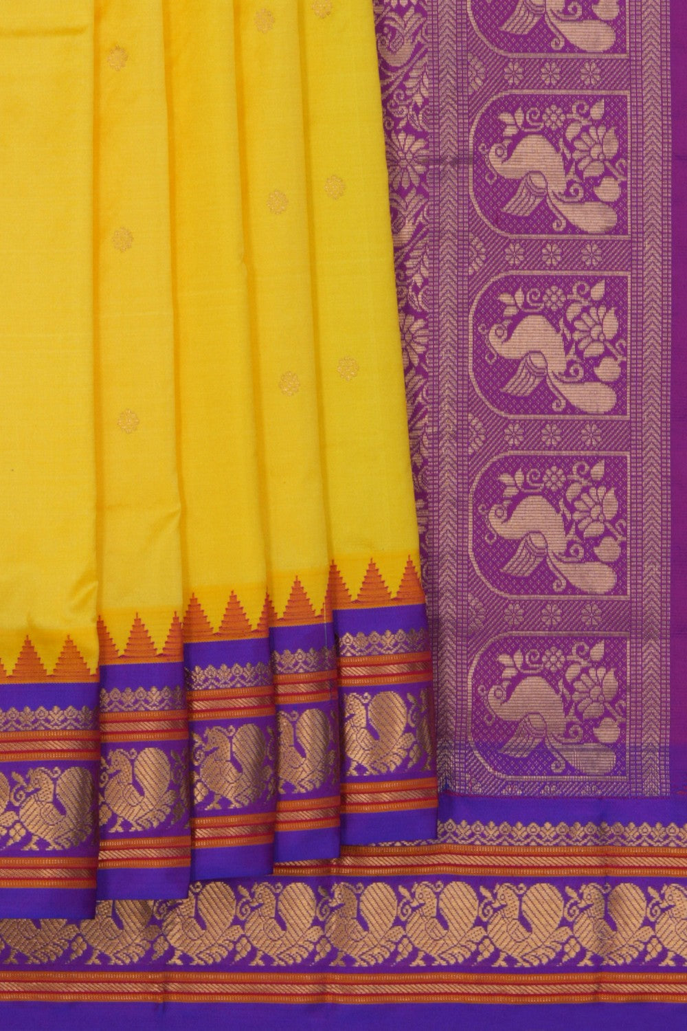Image of Narayanpet Pure Silk Mustard Saree