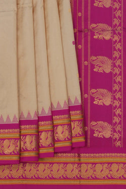 Image of Narayanpet Pure Silk Beige Saree
