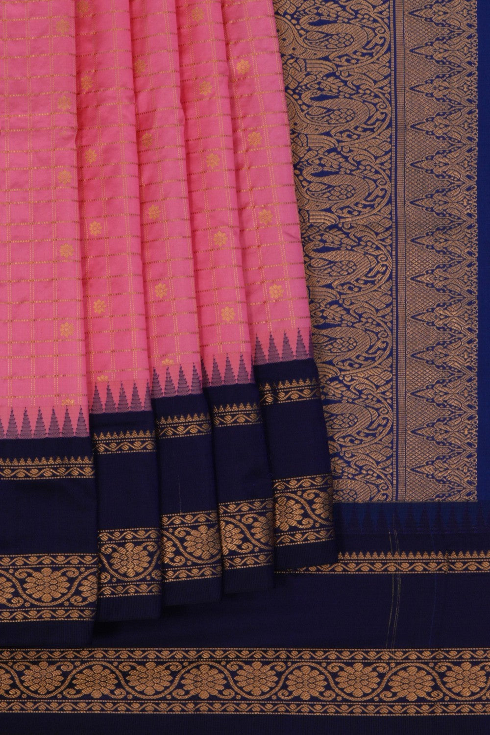 Image of Narayanpet Pure Silk Pink Saree