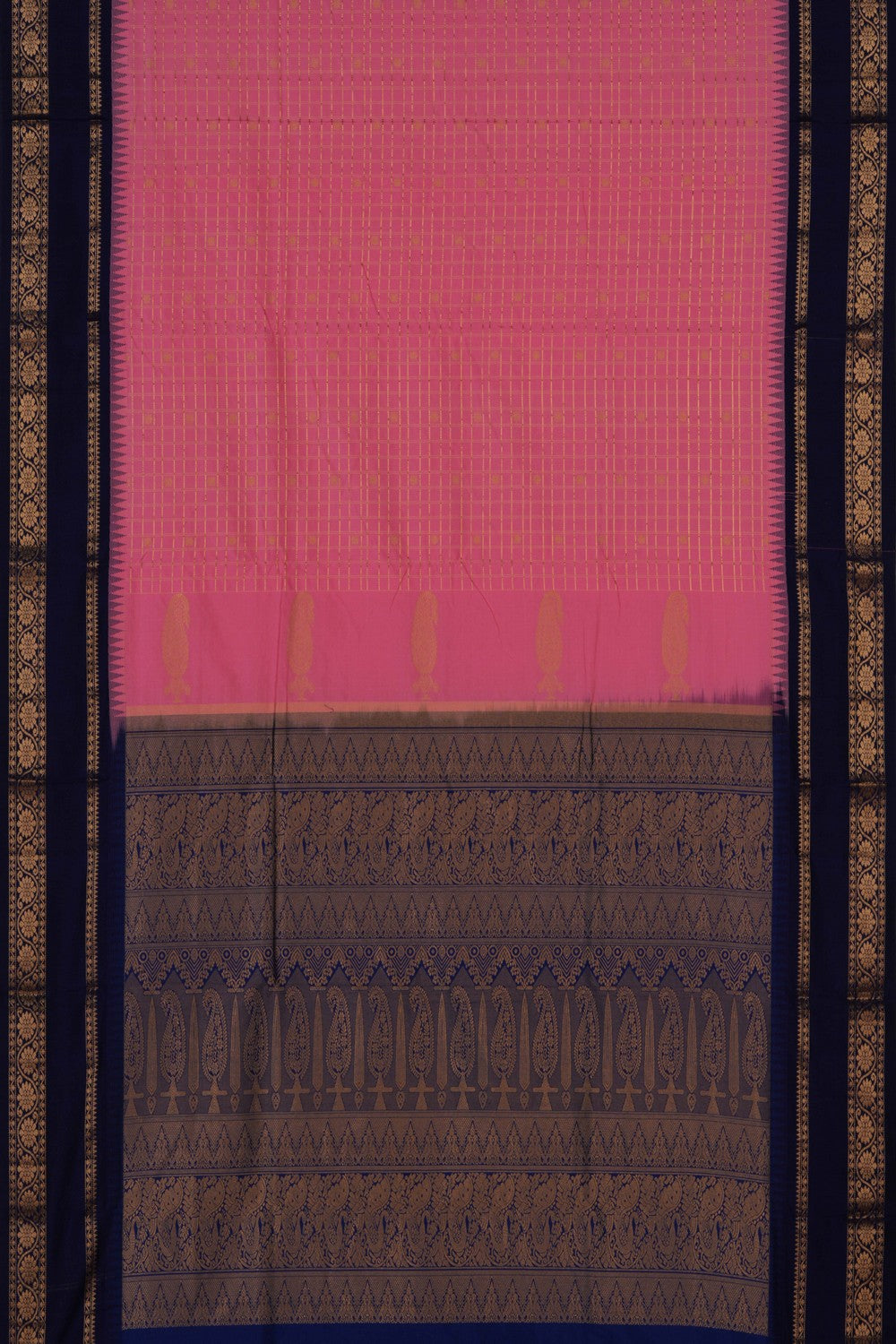 Image of Narayanpet Pure Silk Pink Saree