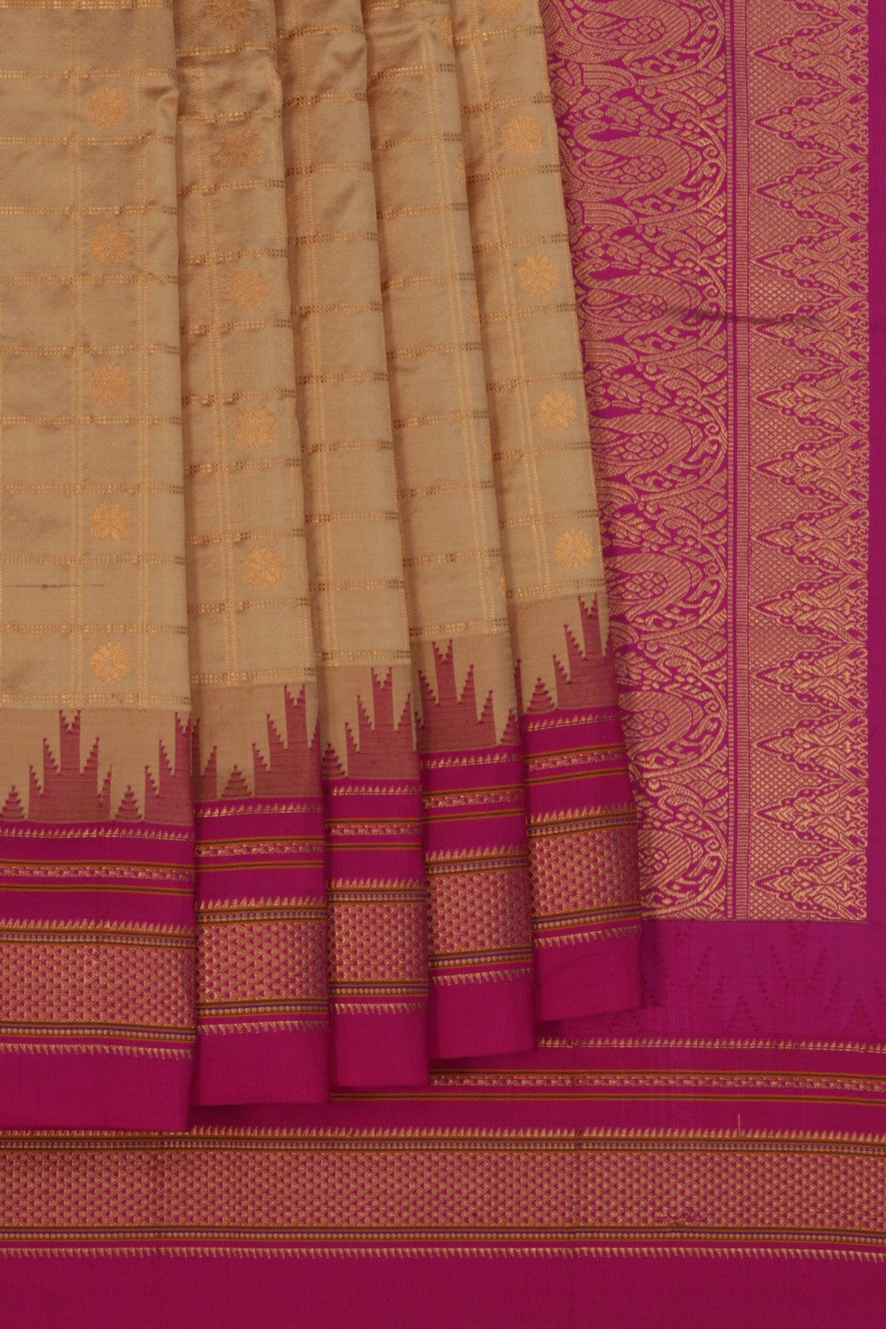 Image of Narayanpet Pure Silk Beige Saree
