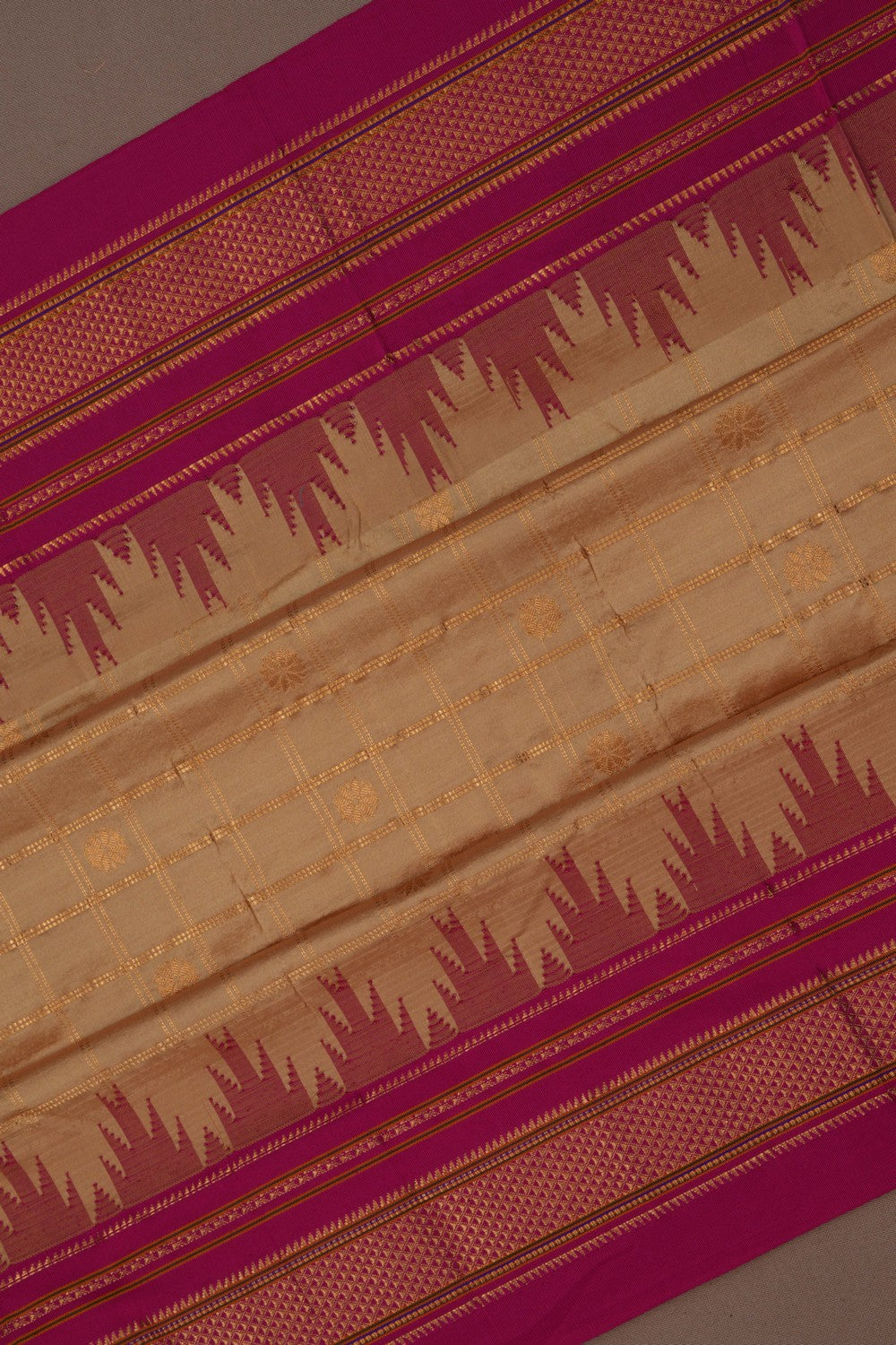 Image of Narayanpet Pure Silk Beige Saree