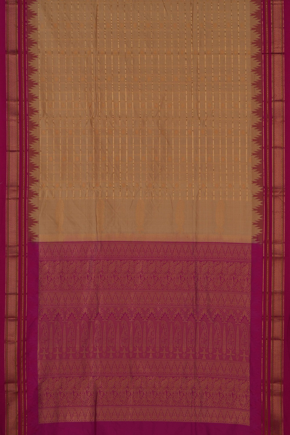 Image of Narayanpet Pure Silk Beige Saree