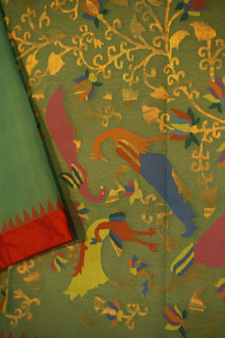 Image of Uppada Cotton Green Saree