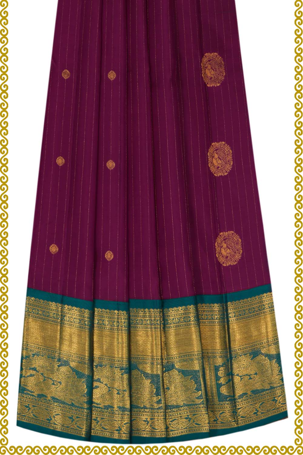 Kanchipattu Pavada Magenta Pink Unstitched Set