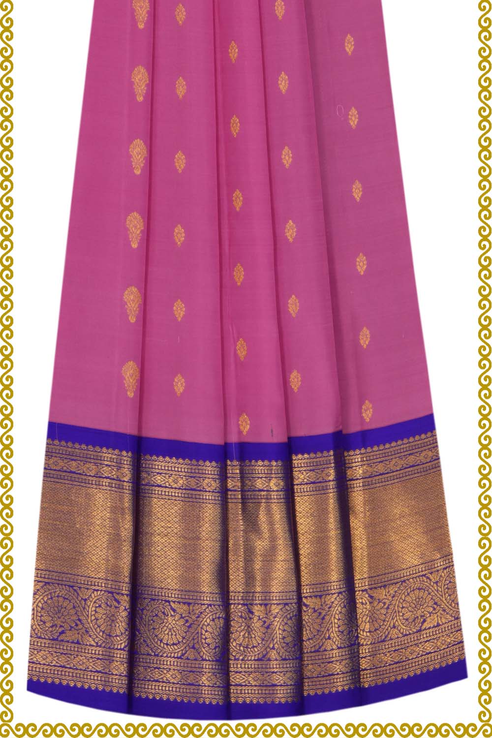 Kanchipattu Pavada Pink Unstitched Set