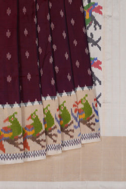 Image of Pochampally Ikat Silk Maroon Saree