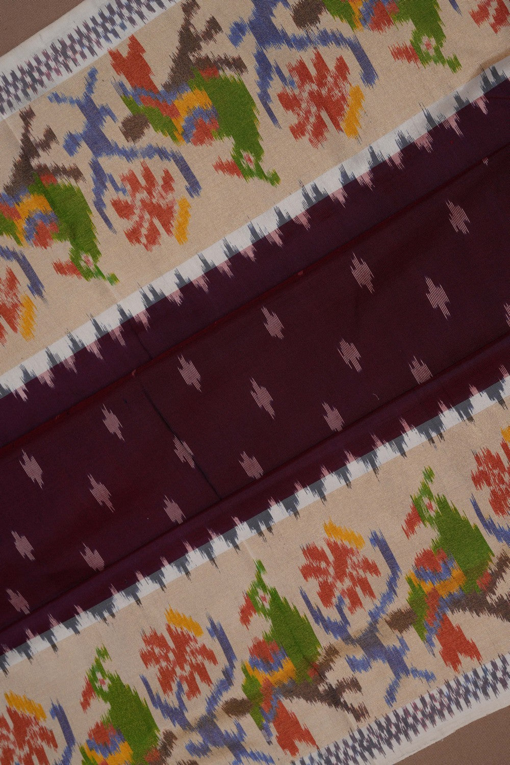 Pochampally Ikat Silk Maroon Saree