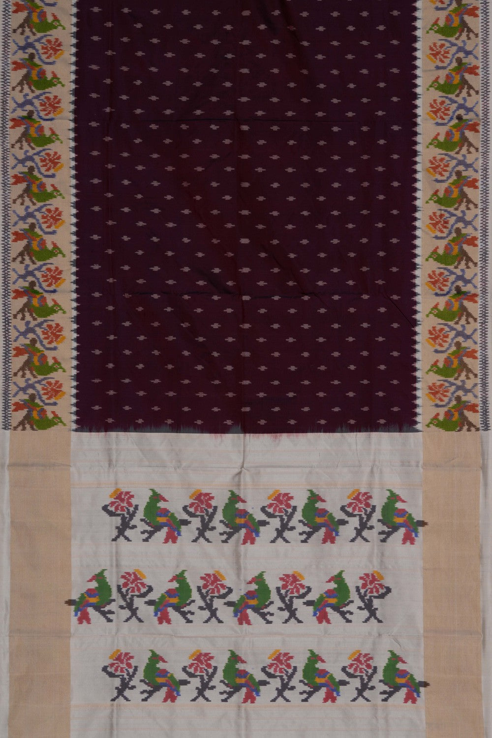 Pochampally Ikat Silk Maroon Saree