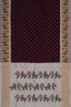 Image of Pochampally Ikat Silk Maroon Saree