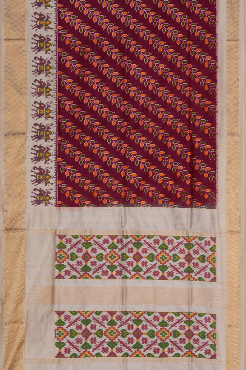 Image of Pochampally Ikat Silk Plum Pink Saree