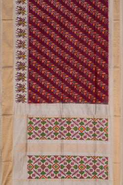 Image of Pochampally Ikat Silk Plum Pink Saree