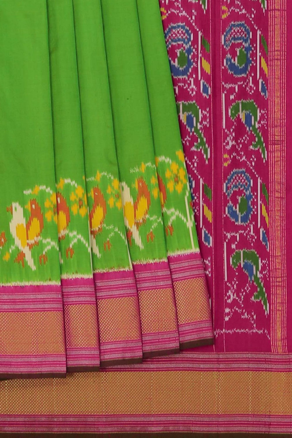 Image of Pochampally Ikat Silk Green Saree