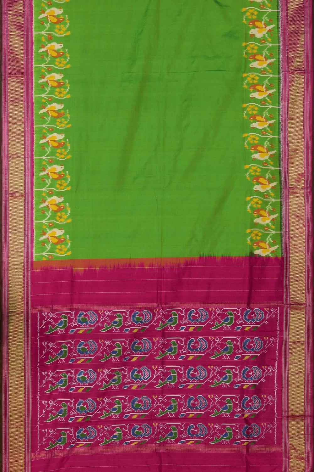 Image of Pochampally Ikat Silk Green Saree