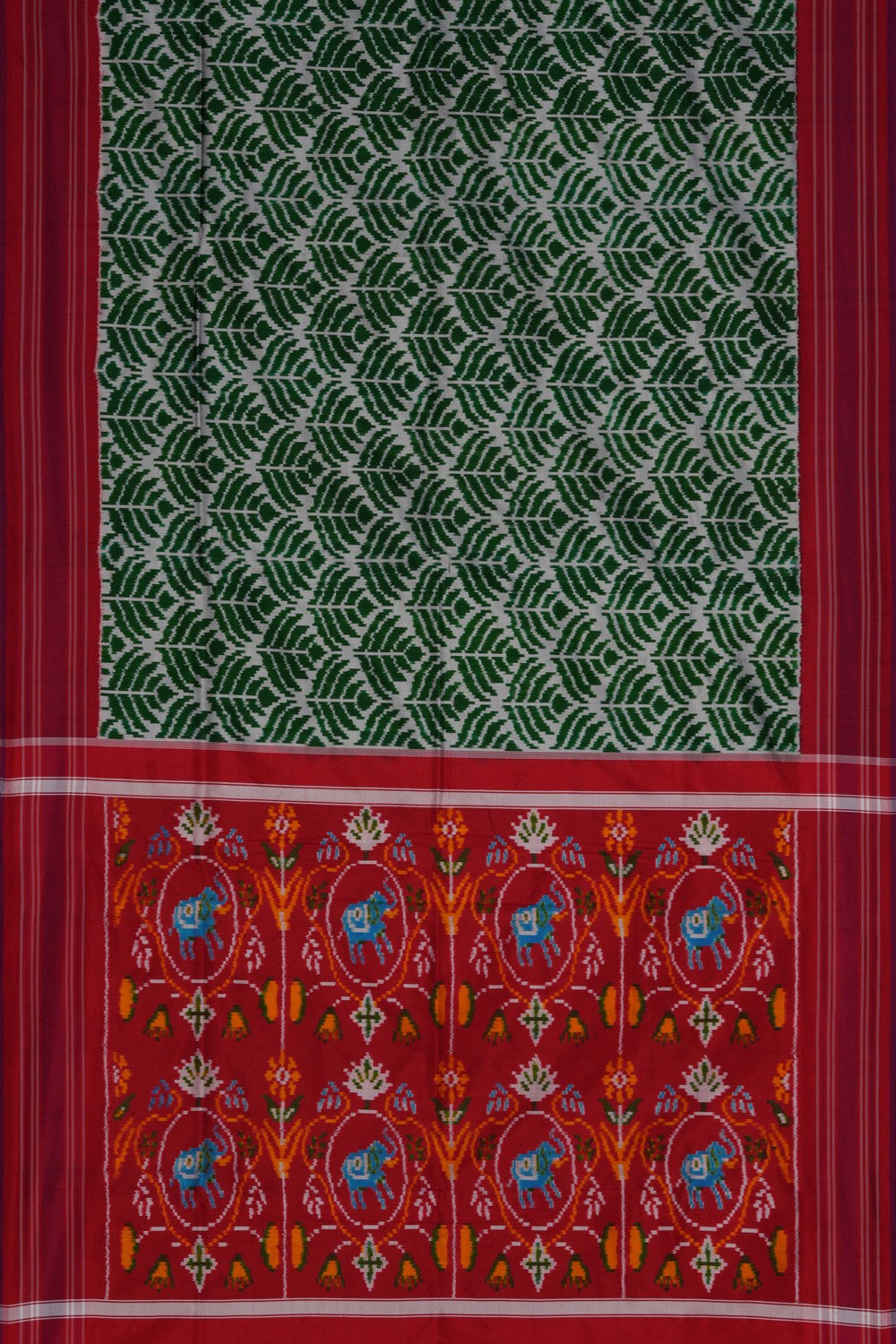 Image of Pochampally Ikat Silk Green Saree