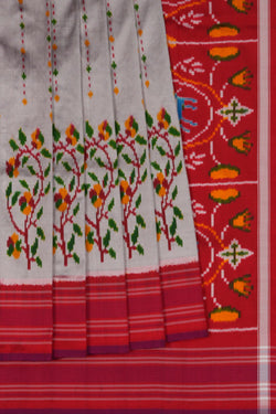 Image of Pochampally Ikat Silk Grey Saree