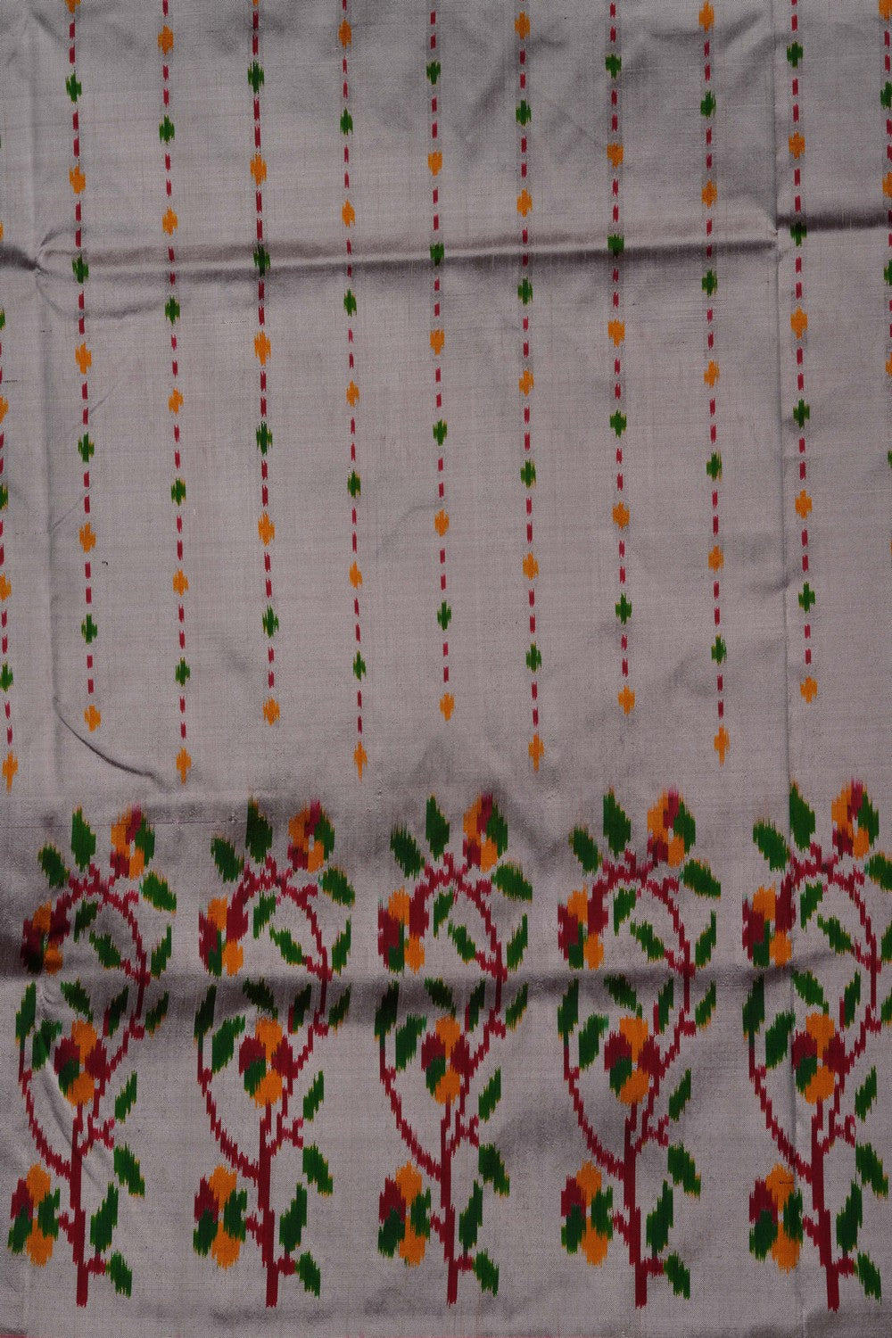Pochampally Ikat Silk Grey Saree