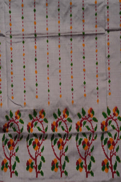 Image of Pochampally Ikat Silk Grey Saree
