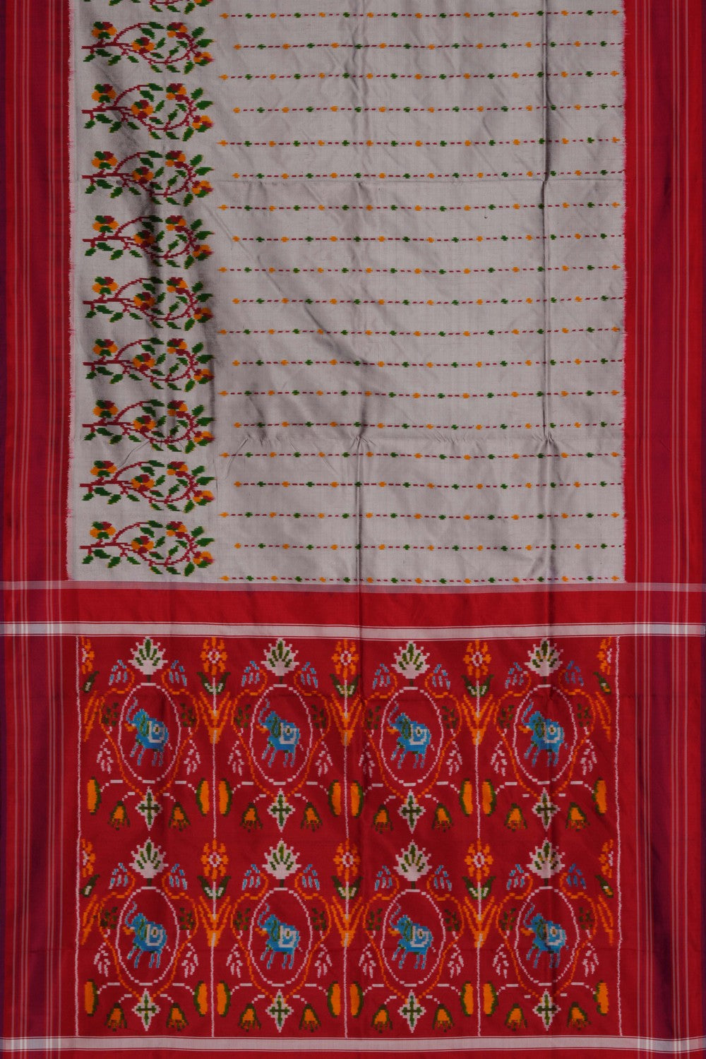 Pochampally Ikat Silk Grey Saree
