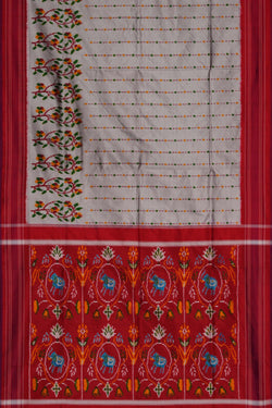 Image of Pochampally Ikat Silk Grey Saree