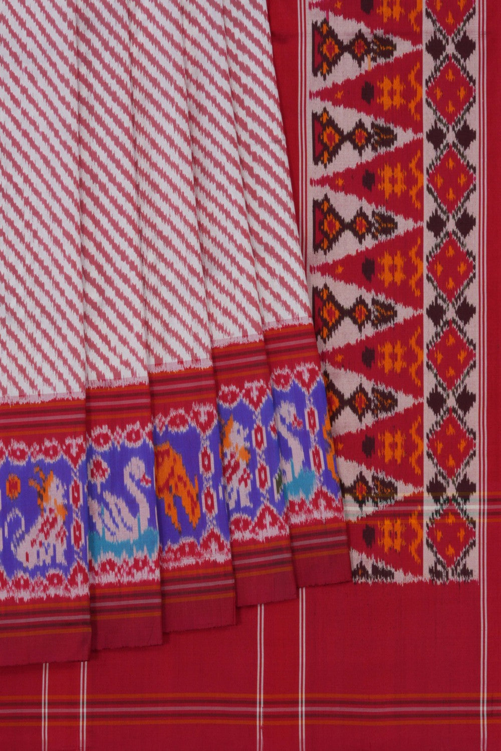 Image of Pochampally Ikat Silk White Saree