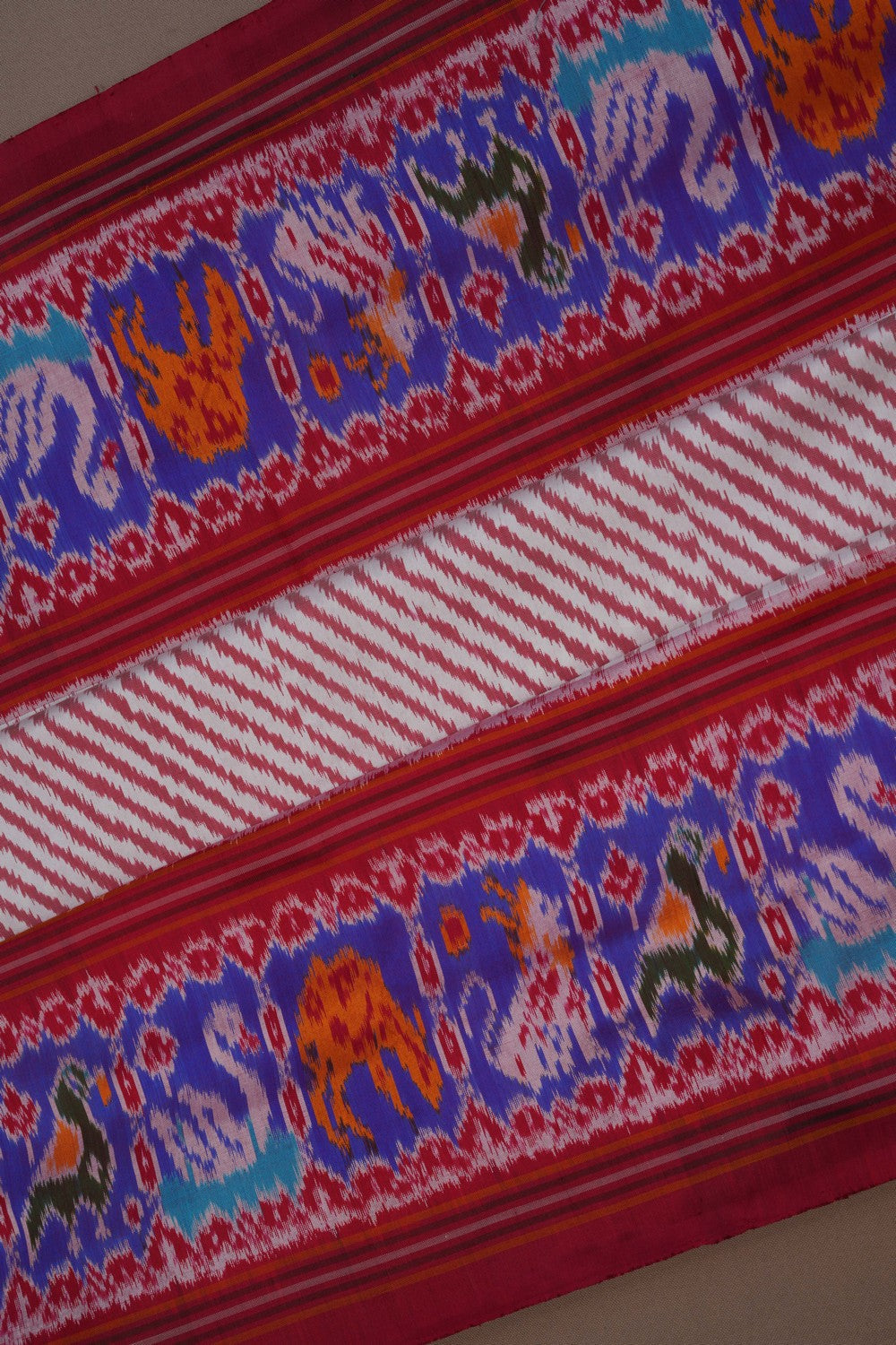 Pochampally Ikat Silk White Saree
