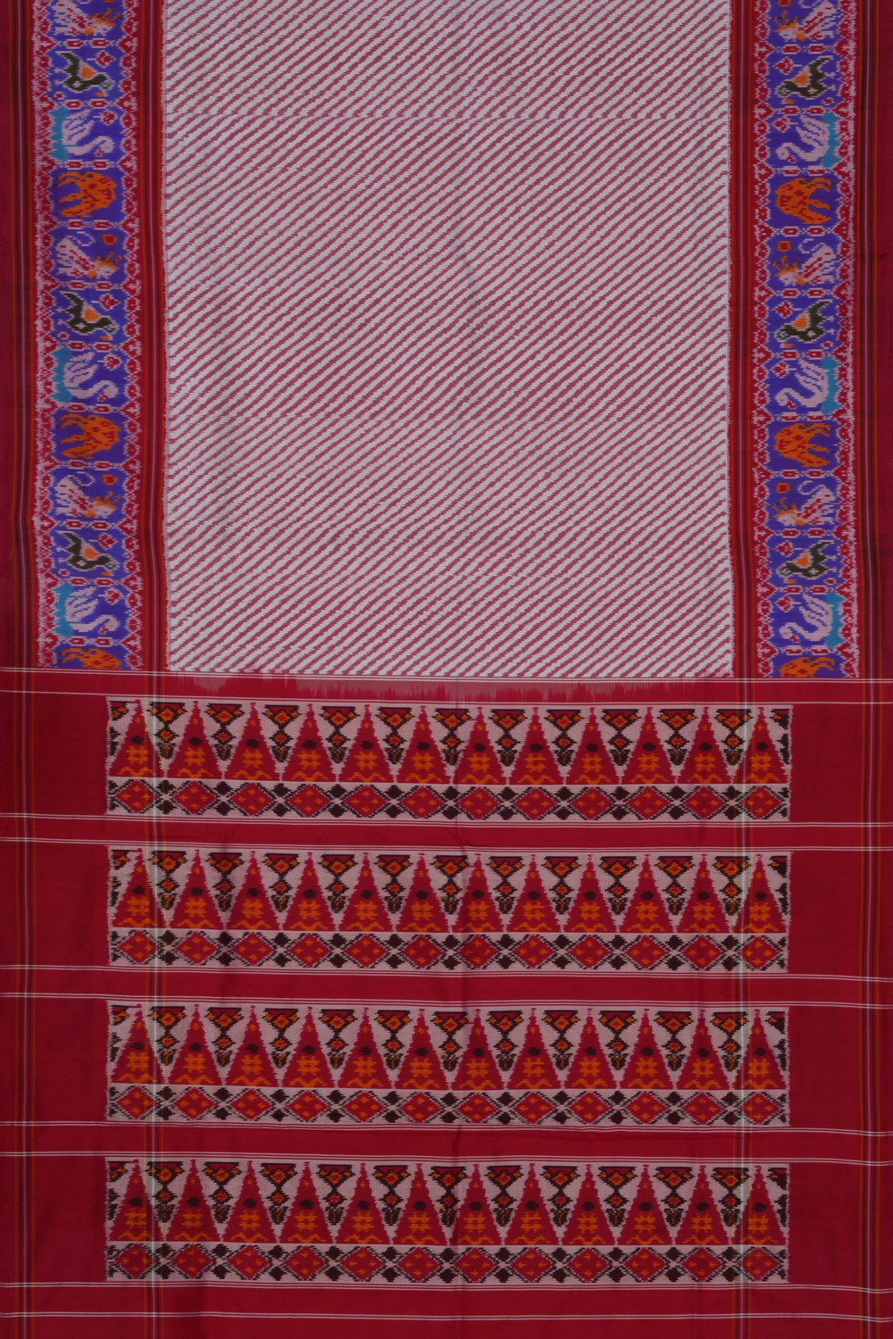 Pochampally Ikat Silk White Saree