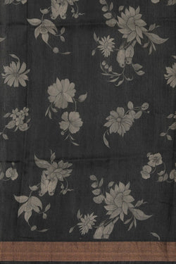 Image of Floral Painted Tussar Silk Saree