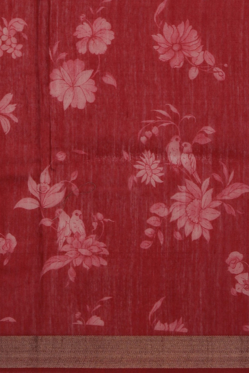 Floral Painted Tussar Silk Saree