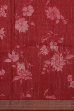 Image of Floral Painted Tussar Silk Saree
