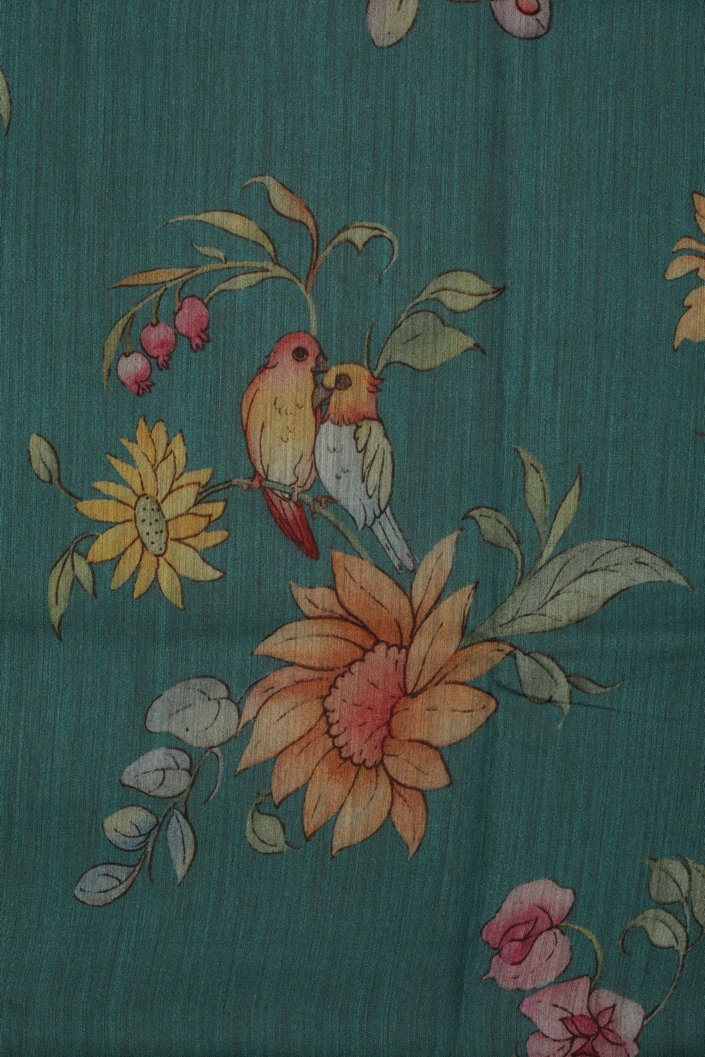 Image of Floral Painted Tussar Silk Saree