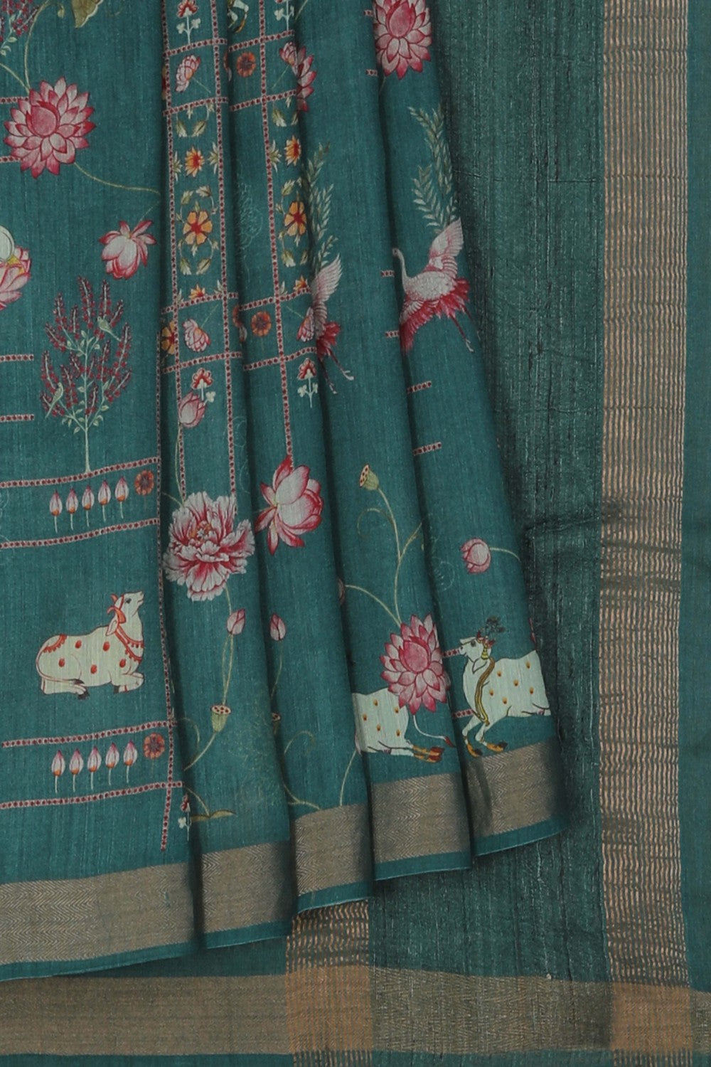 Pichwai Art Tussar Silk Saree
