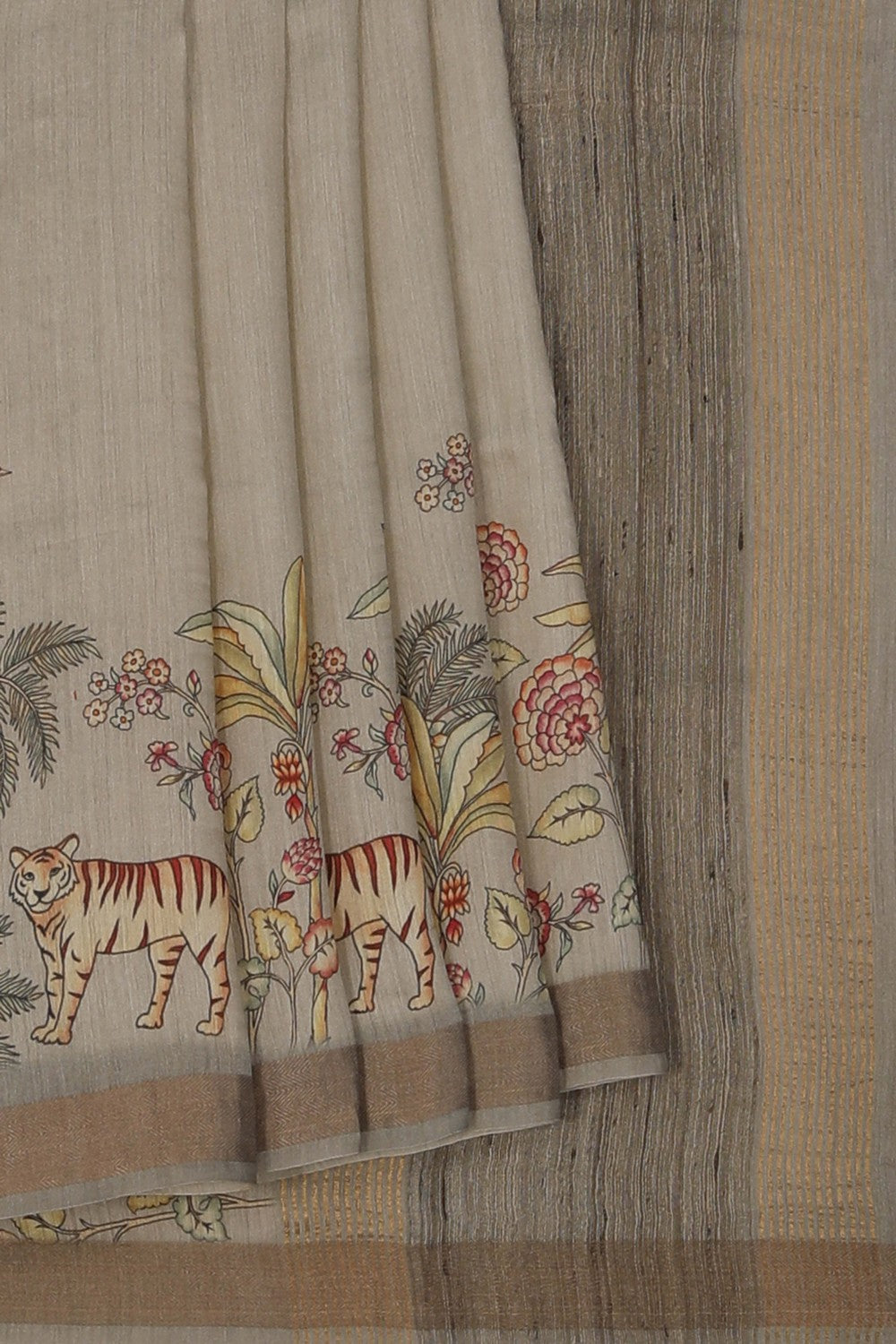 Image of Tussar Silk Printed Saree