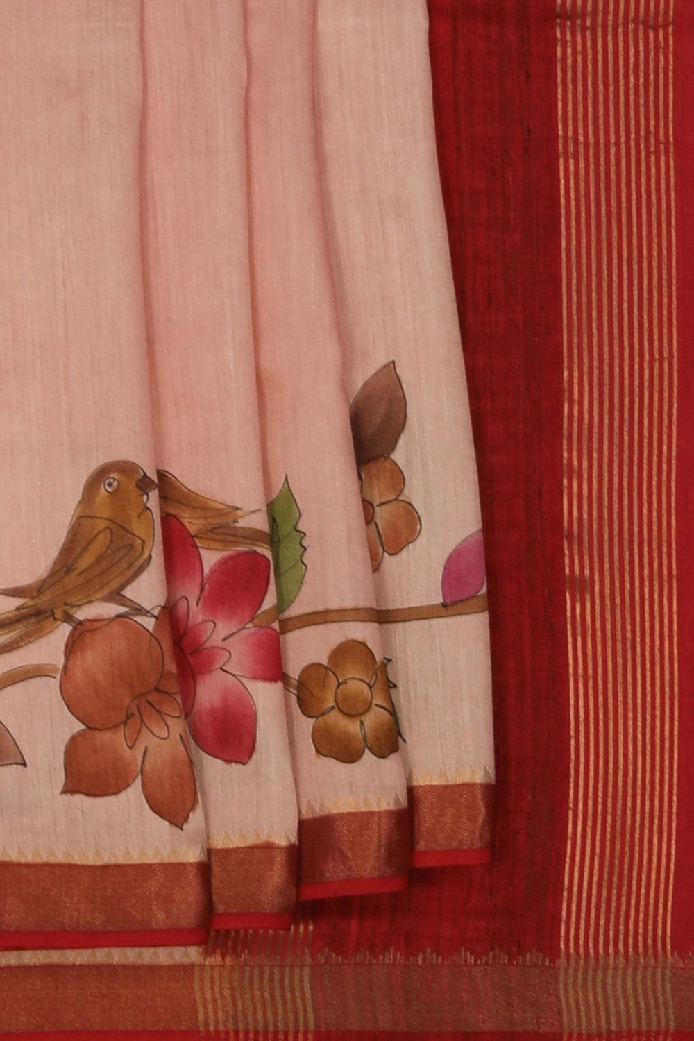 Floral Painted Tussar Silk Saree