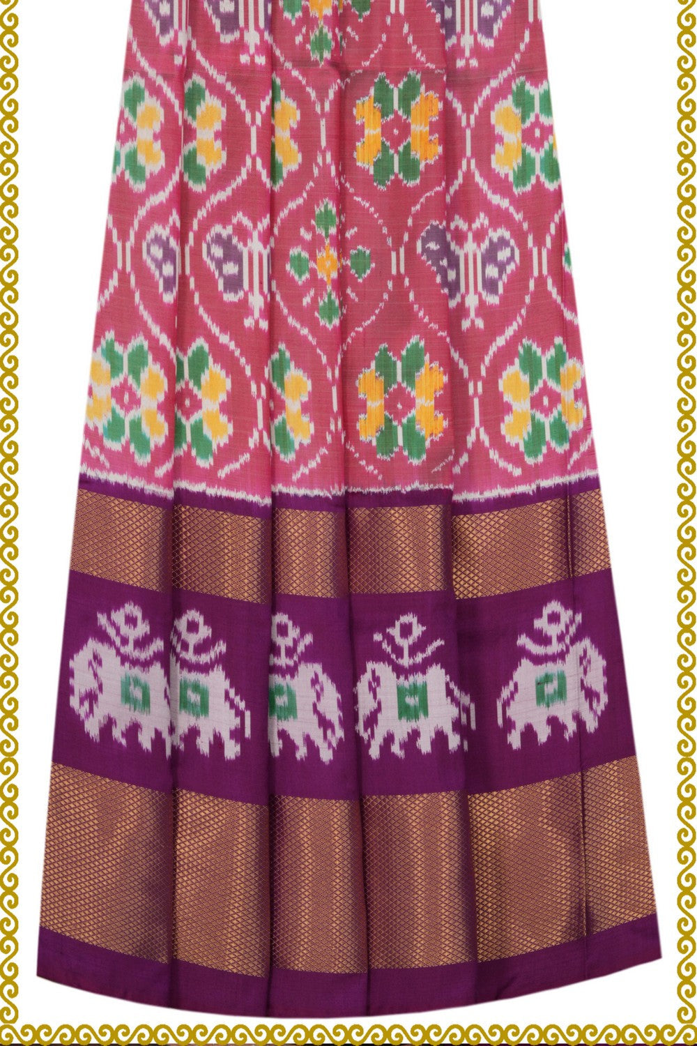 Image of Pochampally-Silk Pavada Unstitched Set