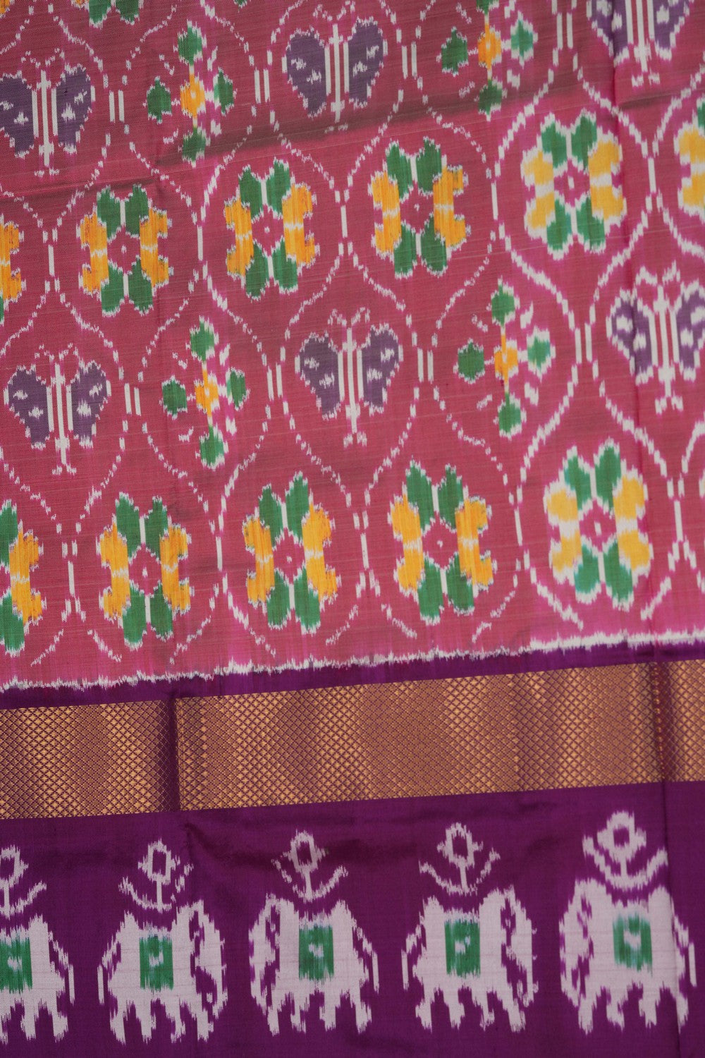 Image of Pochampally-Silk Pavada Unstitched Set