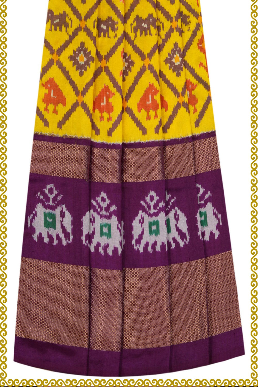 Image of Pochampally-Silk Pavada Unstitched Set