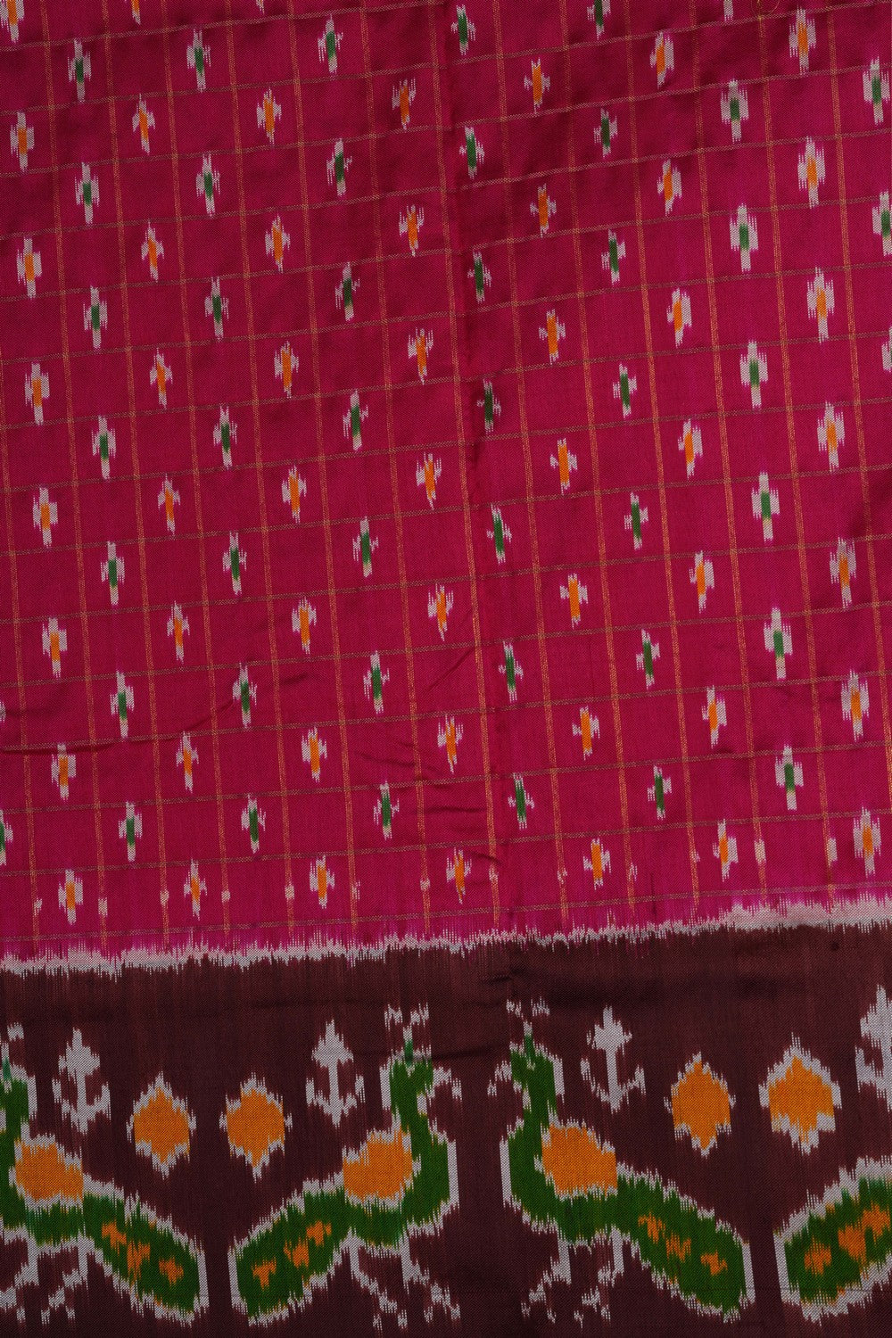 Image of Pochampally-Silk Pavada Unstitched Set