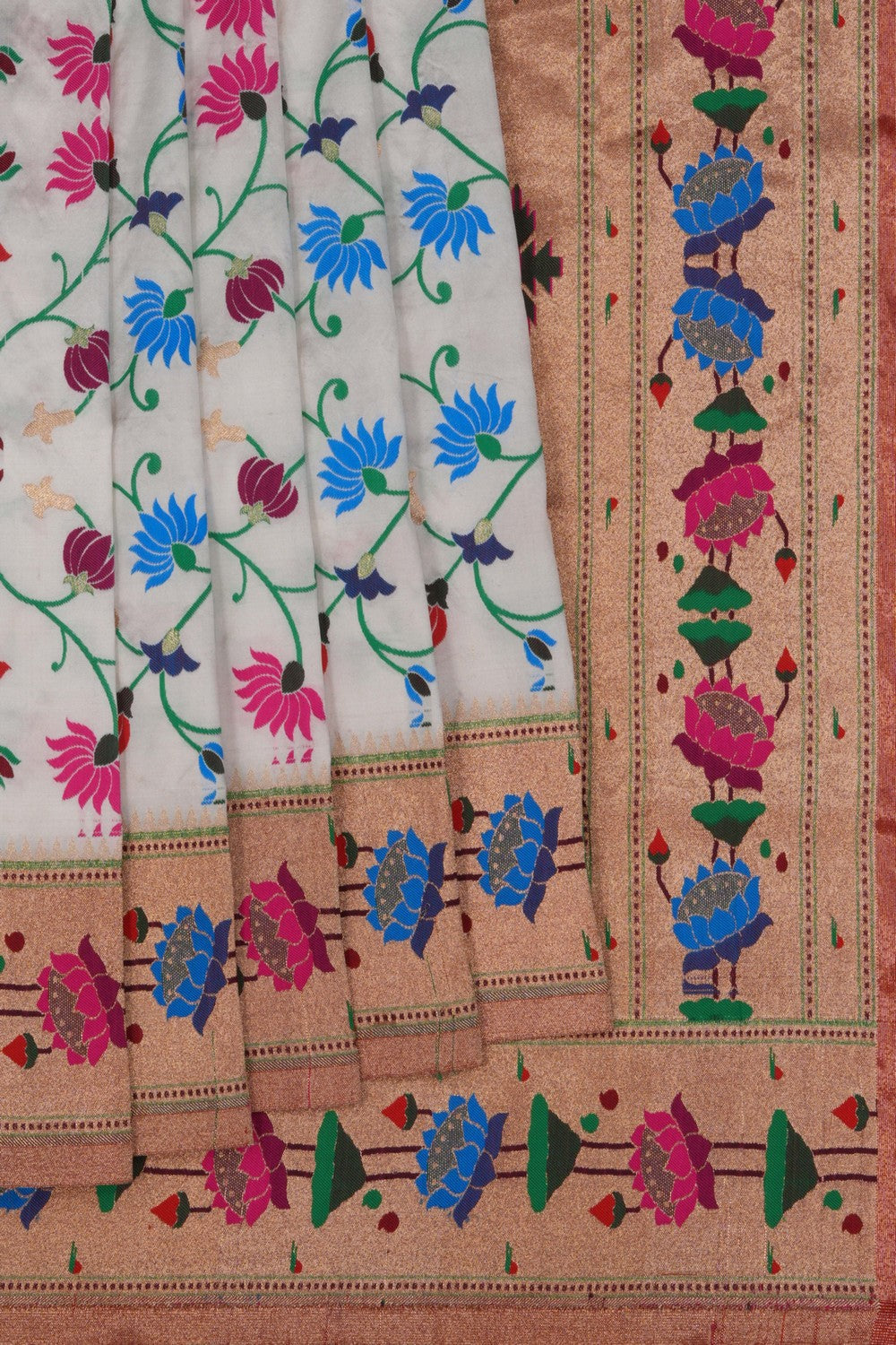 Image of A Beautiful Paithani White Saree