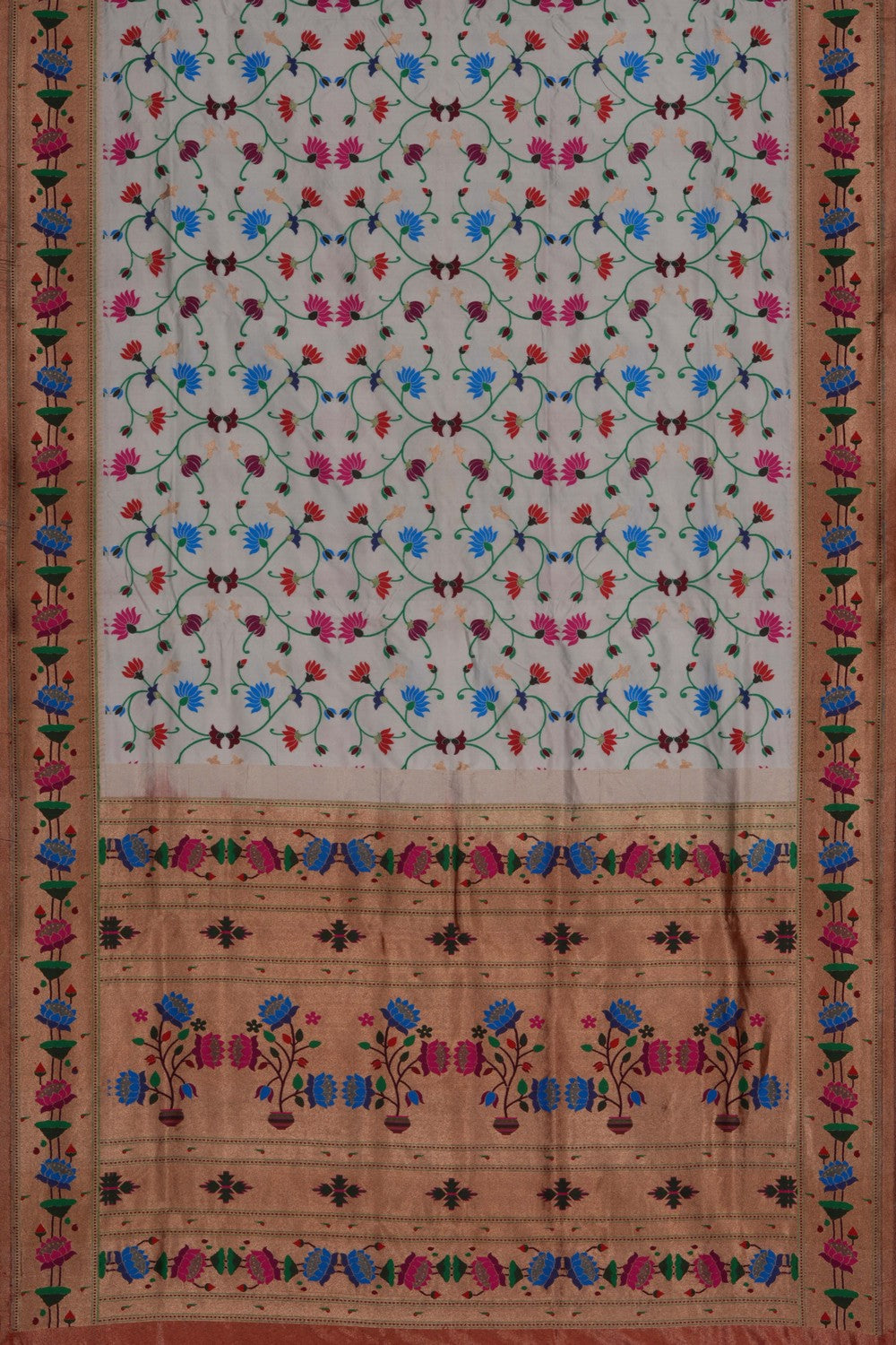 Image of A Beautiful Paithani White Saree