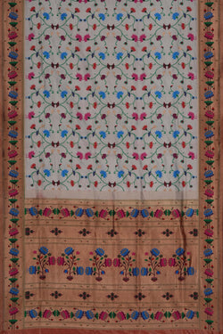 Image of A Beautiful Paithani White Saree