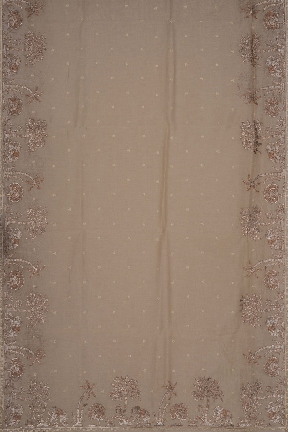 Tissue Embroidery Off White Saree