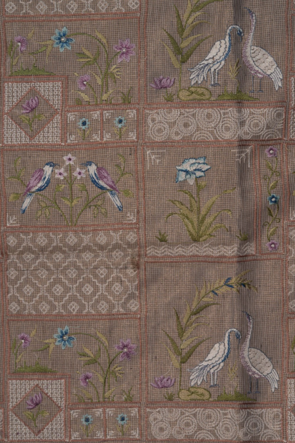 Image of Tissue Embroidery Silver Saree