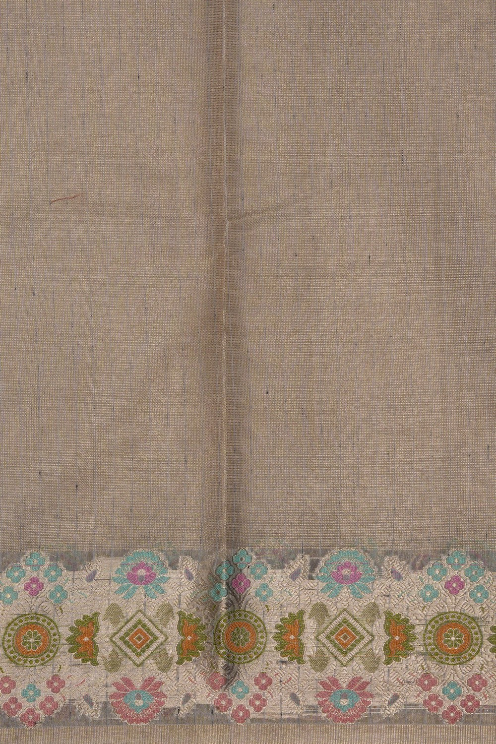 Tissue Embroidery Silver Saree